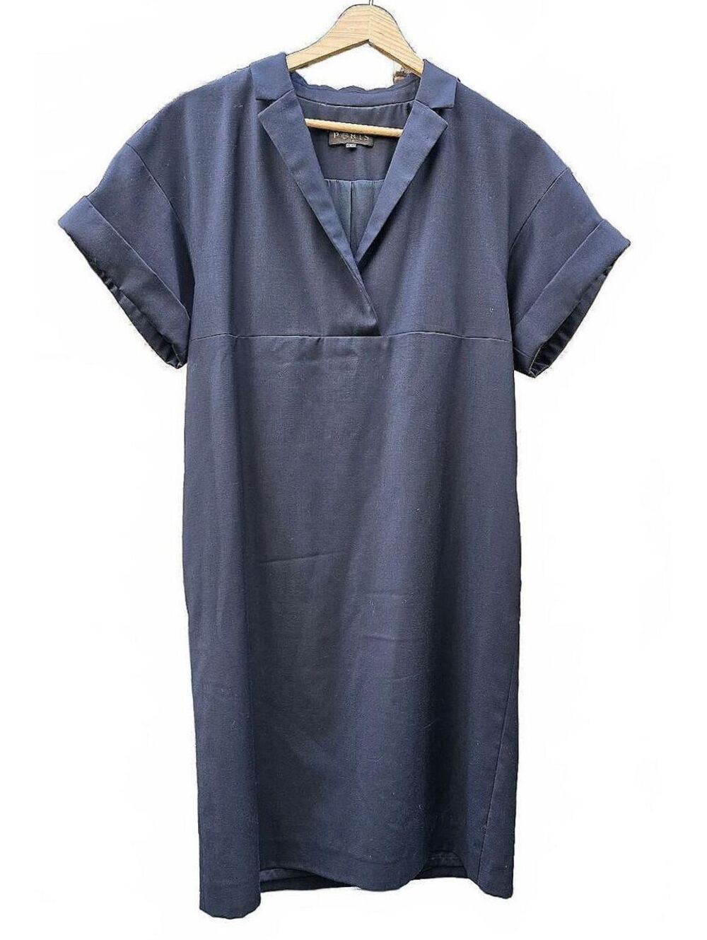 Ports 1961 Navy Blue Tailored Shift Dress Tuxedo Notched Lapel Size 4